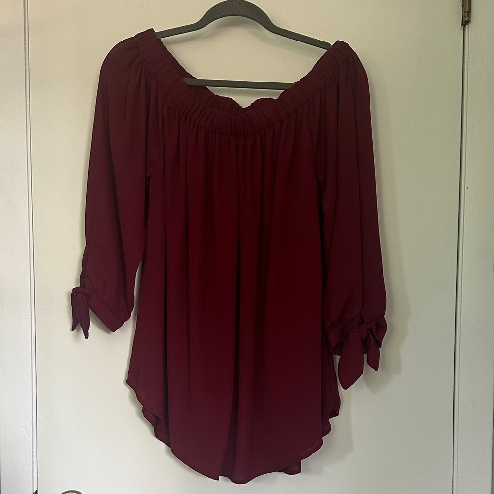 Wishlist Elegant Burgundy Off-Shoulder Women's Top